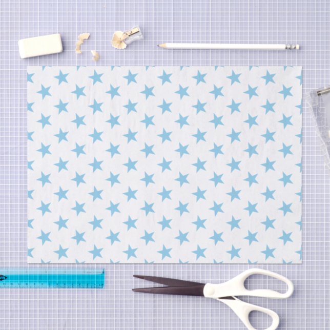 Weiß mit blauen Sternen Seidenpapier (Handwerk)