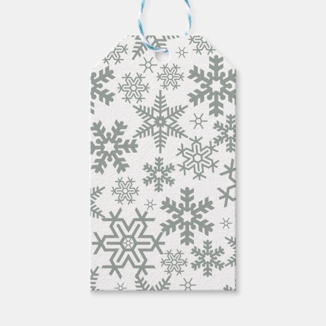 WEISS MIT BLAUEN WINTERSCHNEEFLÖCKCHEN GESCHENKANHÄNGER (Vorderseite)