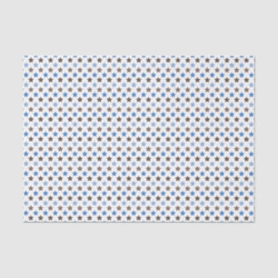 WEISS MIT BROWN- UND BLAUE-STERNEN SEIDENPAPIER
