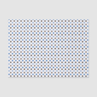 WEISS MIT BROWN- UND BLAUE-STERNEN SEIDENPAPIER