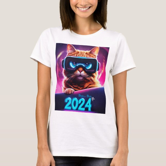 Weiß mit Cat-Image-T - Shirt (Vorderseite)
