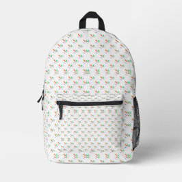 Weiß mit einem bunten, geometrischen Muster Bedruckter Rucksack
