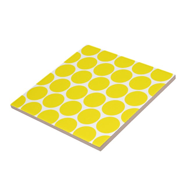 Weiß mit gelbem Polka Dots Muster Trivet Fliese (Seite)