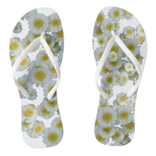 Weiß mit gelben Blume Flip Flops