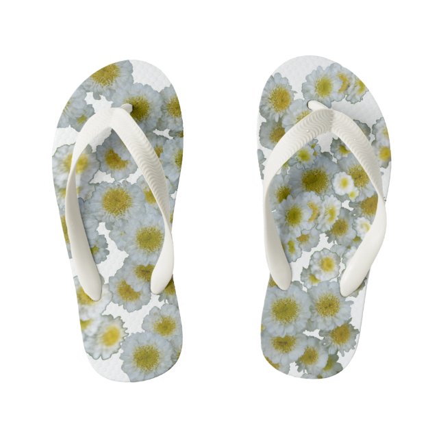 Weiß mit gelben Blume Kinder Flip Flops (Fußbett)