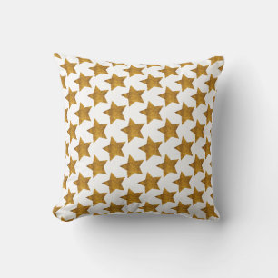 Weiß mit Gold Stars Holiday Throw Kissen