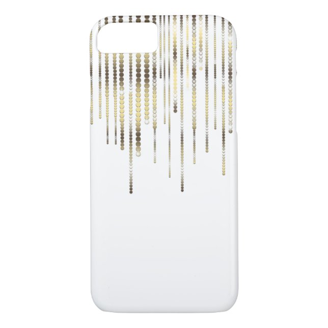 Weiß mit Goldstrang-Münzen-Disc-Luxusschein Case-Mate iPhone Hülle (Rückseite)