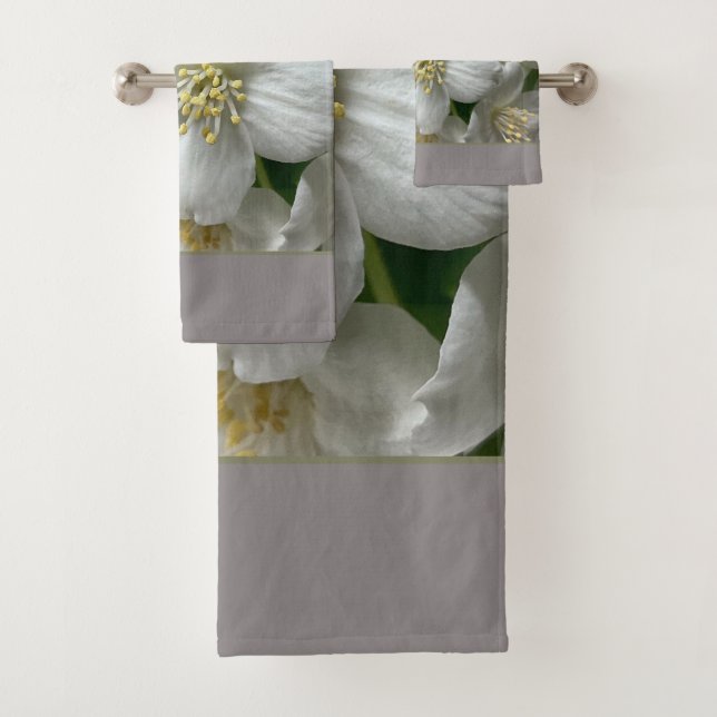 Weiß mit Grün und Grau Badhandtuch Set (Insitu)