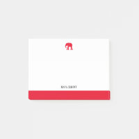 Weiß mit/hellroter Elefant & Border & Name