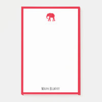 Weiß mit/hellroter Elefant & Grenze + Name