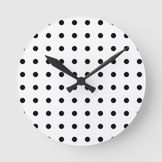Weiß mit kleinen schwarzen Flecken Runde Wanduhr (Vorderseite)