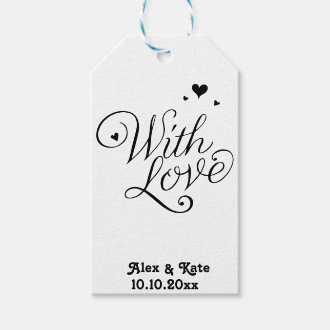 Weiß mit Liebe Niedliche moderne kalligraphische H Geschenkanhänger (Vorderseite)