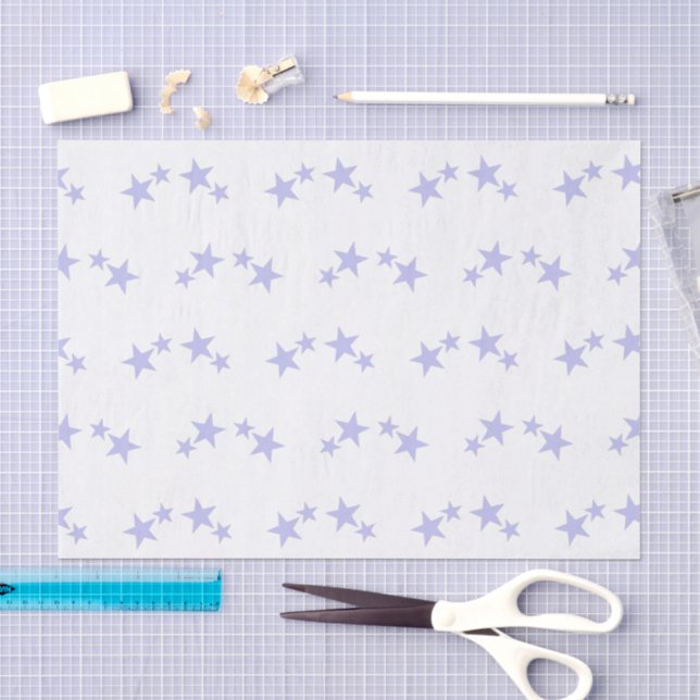 Weiß mit lila Sternen Seidenpapier (Handwerk)