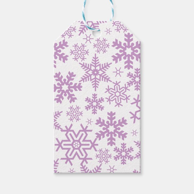 WEISS MIT LILA WINTERSCHNEEFLÖCKCHEN GESCHENKANHÄNGER (Vorderseite)