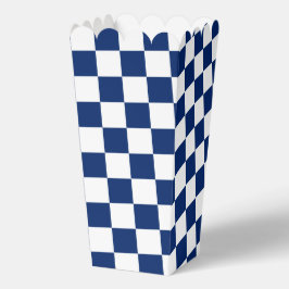 Weiß mit marineblauem Quadratmuster Popcorn Geschenkschachtel