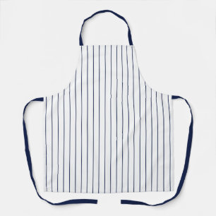 Weiß mit Navy Blue Pinstriche Muster Schürze
