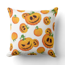 WEISS MIT ORANGE HALLOWEEN PUMPKINS MIT FACKEN