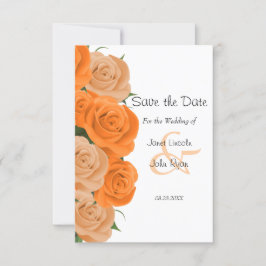 Weiß mit orangen Rose - Save the Date