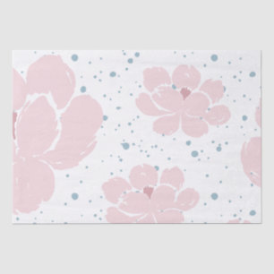Weiß mit pastellrosa Blume und Pastellblau Seidenpapier