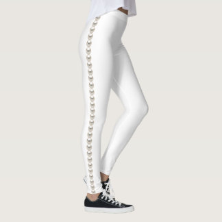 Weiß mit Perlen Leggings