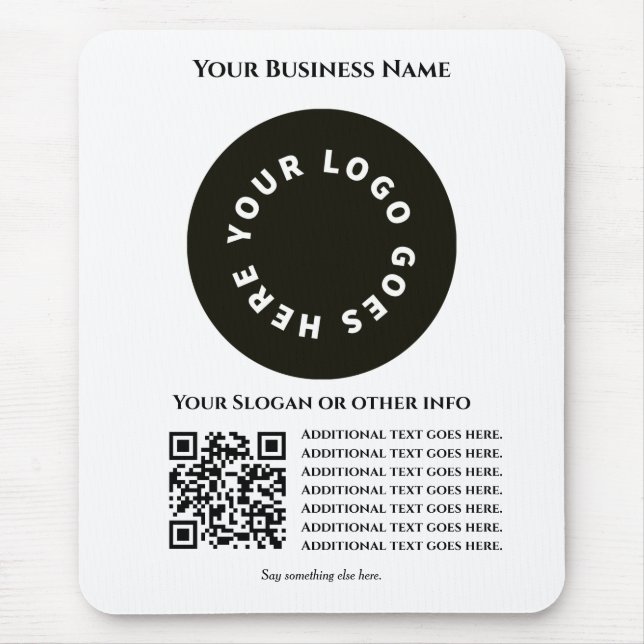 Weiß mit QR-Code fügen Sie Ihren eigenen Text und  Mousepad (Vorne)