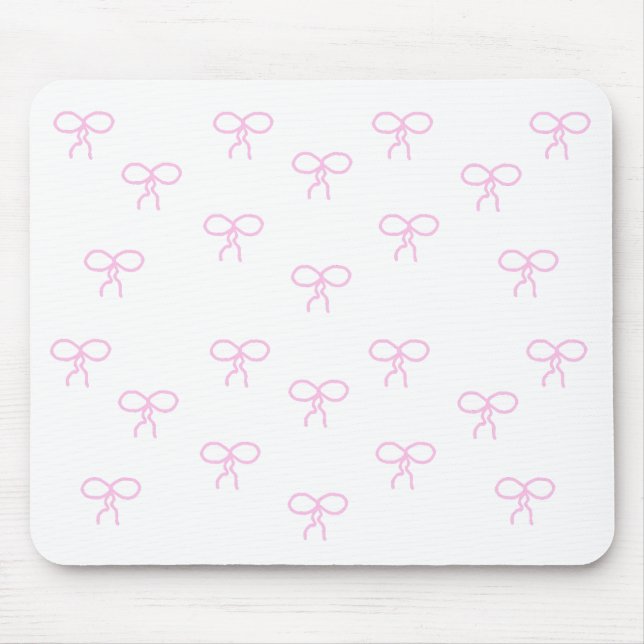 Weiß mit rosa Bogen Mousepad (Vorne)