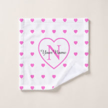 Weiß mit rosa Herzen und Mit Monogramm Herz