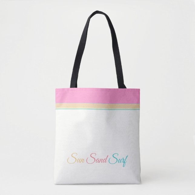 Weiß mit Rosa Orange und Aqua > Sommerliche Tasche (Vorderseite)