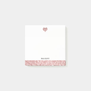 Weiß mit/Rose Gold Imitate Glitzer Herzlich Willko Post-it Klebezettel