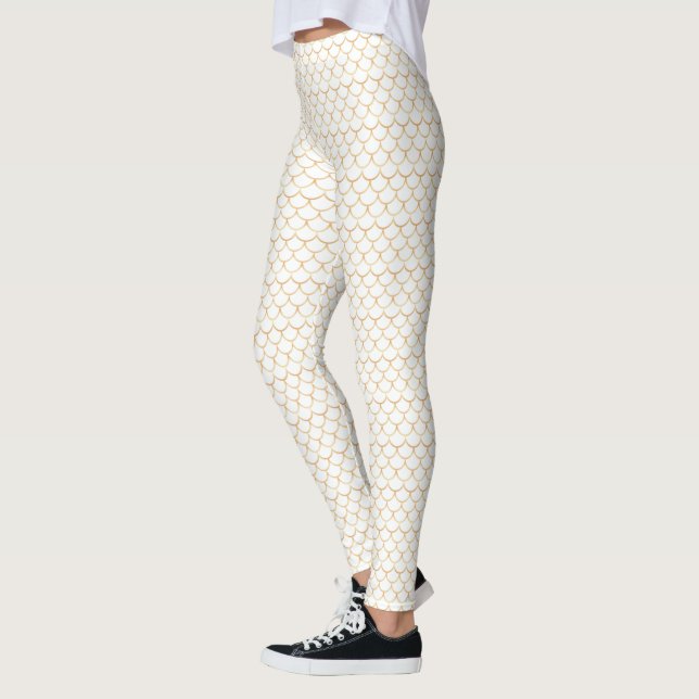 Weiß mit Scallop-Design-Muster Leggings (Links)