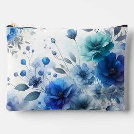 WEISS MIT SCHATTEN BLAUER WASSERFARBEN BLUME ZUBEHÖRTASCHE