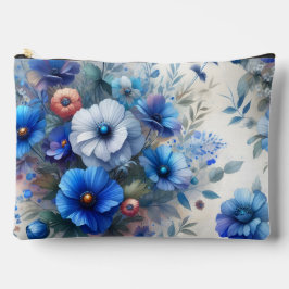 WEISS MIT SCHATTEN BLAUER WASSERFARBEN BLUME ZUBEHÖRTASCHE