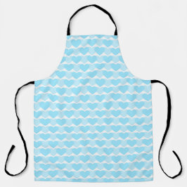 WEISS MIT SCHATTEN VON AQUA BLUE ROWS OF HEARTS SCHÜRZE
