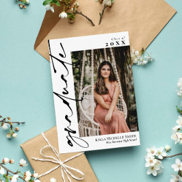 Weiß mit Schwarz-Kalligrafie-Foto-Abschluss Einladung