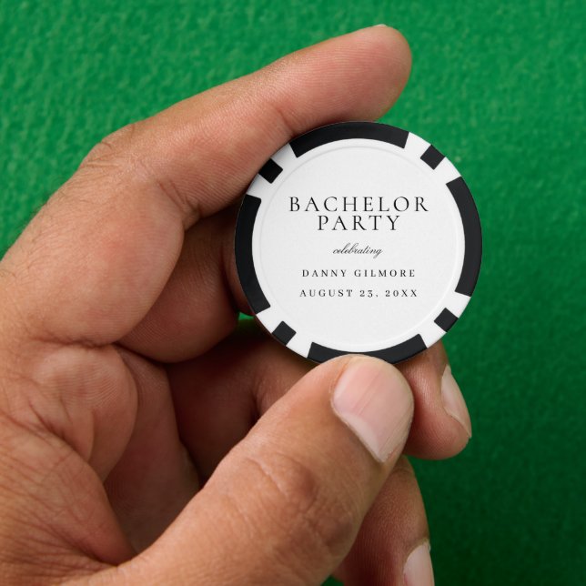 Weiß mit Schwarz-Klassik Mens Bachelor Party Pokerchips (Hand)