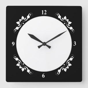 Weiß mit schwarzer dekorativer Gesichts-Personalis Quadratische Wanduhr