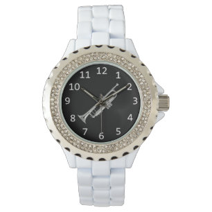 Weiß mit silber Trompete Armbanduhr