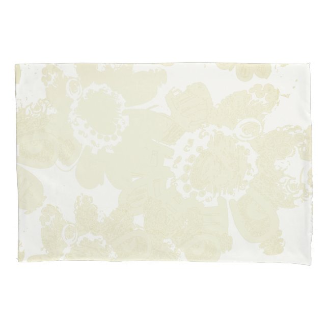 Weiß mit weißem Pillowcase mit Blütenmuster Kissenbezug (Vorderseite)
