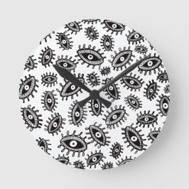 Weiß mit wirbelnden Augen Runde Wanduhr