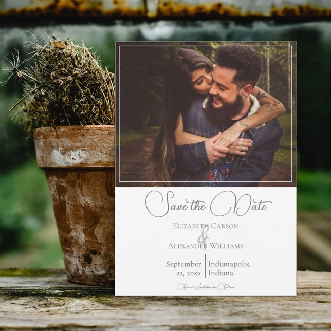 Weiß Modernes Foto Save the Date (Von Creator hochgeladen)