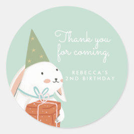 Weiß. Niedlich Bunny Birthday Vielen Dank Runder Aufkleber