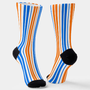 Weiß Orange Blau Vertikale Streifen Design Socken