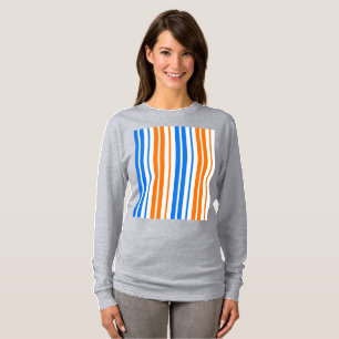 Weiß Orange Blau Vertikale Streifen Design T-Shirt