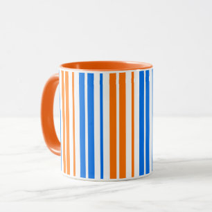 Weiß Orange Blau Vertikale Streifen Design   Tasse