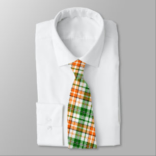 Weiß Orange Grün Kariertes Tartan Design Krawatte