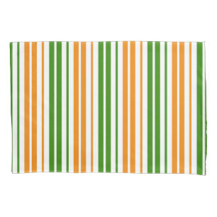 Weiß Orange Grün Vertikales Streifendesign   Kissenbezug