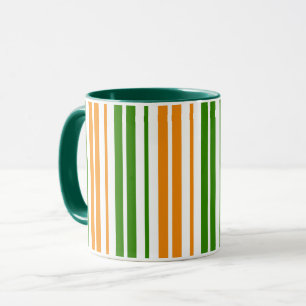 Weiß Orange Grün Vertikales Streifendesign   Tasse