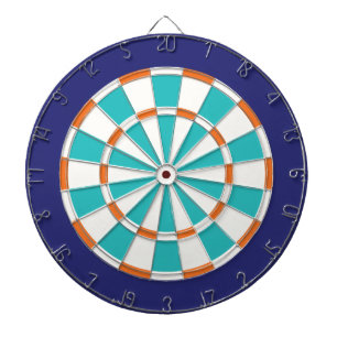 Weiß, Orange, Türkis und Navy Dartscheibe
