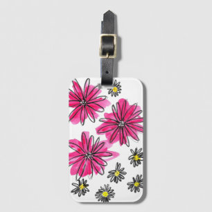 Weiß-Pink-Blume Gepäckanhänger