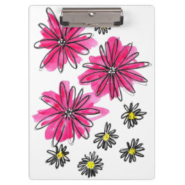 Weiß-Pink-Blume Klemmbrett